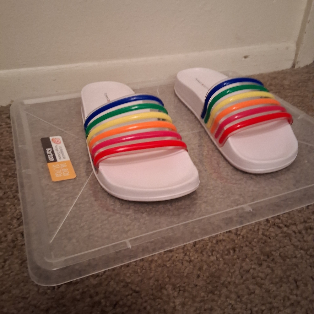 Tommy Hilfiger Women's Multicolor Stripe Slides - Picture 4 of 5